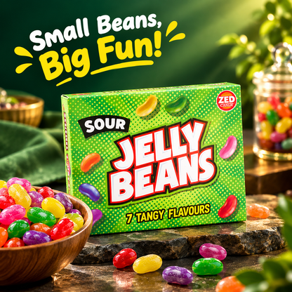 Zed Candy Sour Jelly Beans 120g Fruity Sweets Packs of 2, 6 or 12