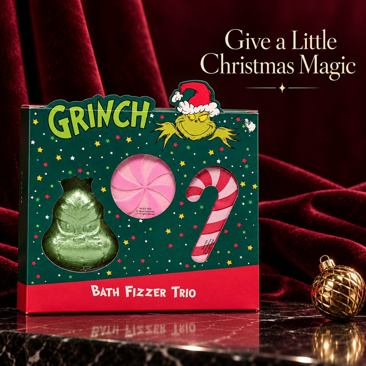 The Grinch Bath Fizzer Trio Gift Set 160g | 3 Christmas Bath Fizzers