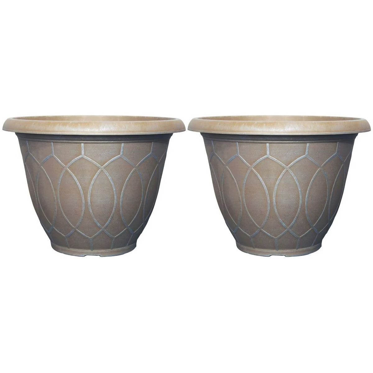 Monaco Planter 13 Inch Grey Blue 10.2L Garden Plant Pot with 8 Drainage Holes | Pack of 2