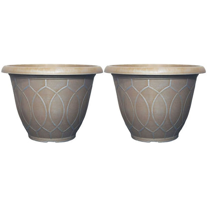 Monaco Planter 13 Inch Grey Blue 10.2L Garden Plant Pot with 8 Drainage Holes | Pack of 2