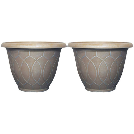Monaco Planter 13 Inch Grey Blue 10.2L Garden Plant Pot with 8 Drainage Holes | Pack of 2