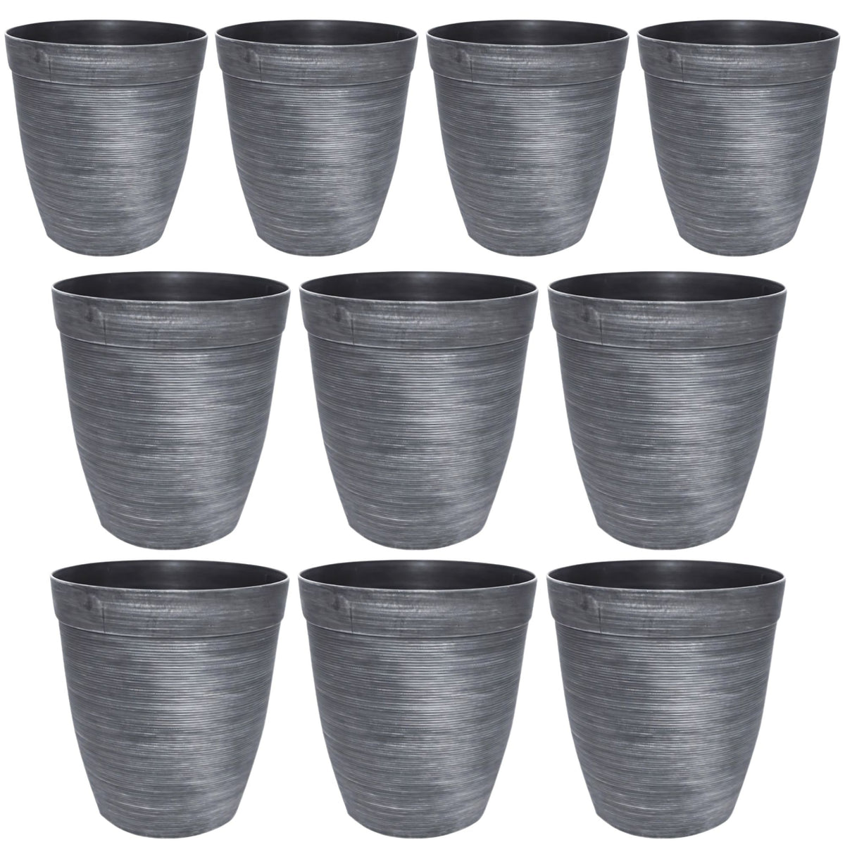 Helix Tall Planter 10 Inch Metallic Silver 6L with Drainage Hole | Pack of 2, 5 or 10