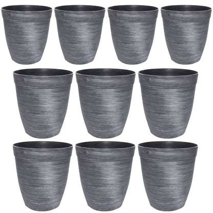 Helix Tall Planter 10 Inch Metallic Silver 6L with Drainage Hole | Pack of 2, 5 or 10