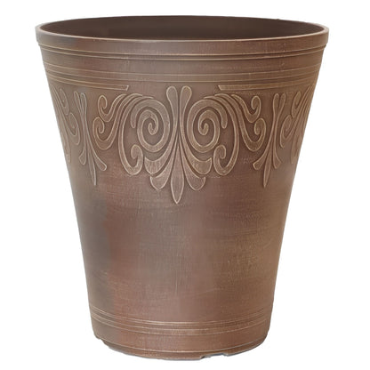 Laurel Tall Planter 13 Inch Brushed Butterscotch Brown 18.9L Garden Pot with 8 Drainage Holes | Single or Pack of 2