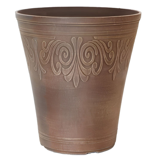Laurel Tall Planter 13 Inch Brushed Butterscotch Brown 18.9L Garden Pot with 8 Drainage Holes | Single or Pack of 2