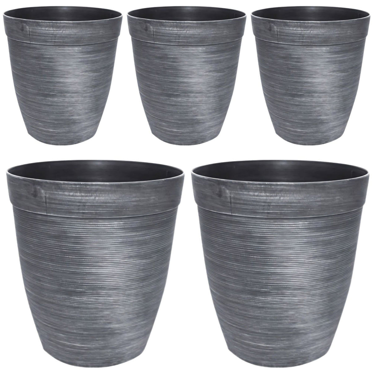 Helix Tall Planter 10 Inch Metallic Silver 6L with Drainage Hole | Pack of 2, 5 or 10