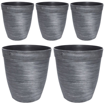 Helix Tall Planter 10 Inch Metallic Silver 6L with Drainage Hole | Pack of 2, 5 or 10