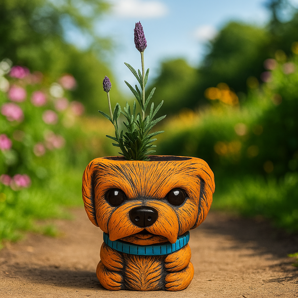 Cute Dog Shaped Plant Pot with Drainage Hole – 16cm Indoor/Outdoor Planter (Single / Pack of 2)