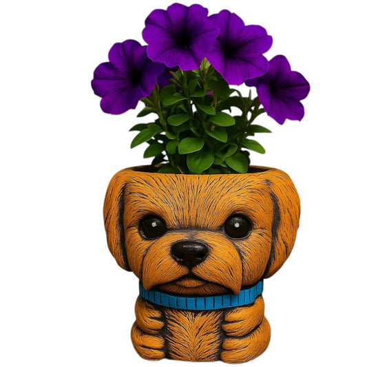 Cute Dog Shaped Plant Pot with Drainage Hole – 16cm Indoor/Outdoor Planter (Single / Pack of 2)