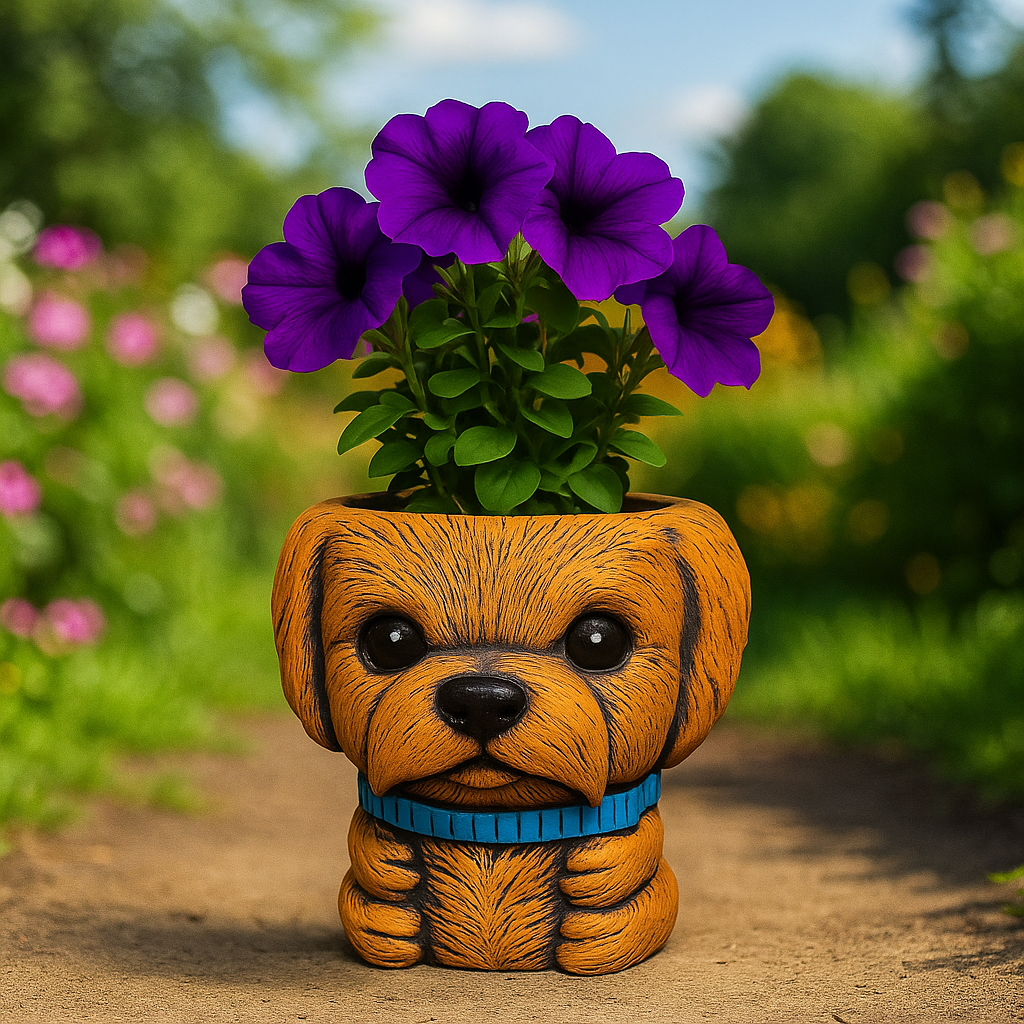 Cute Dog Shaped Plant Pot with Drainage Hole – 16cm Indoor/Outdoor Planter (Single / Pack of 2)