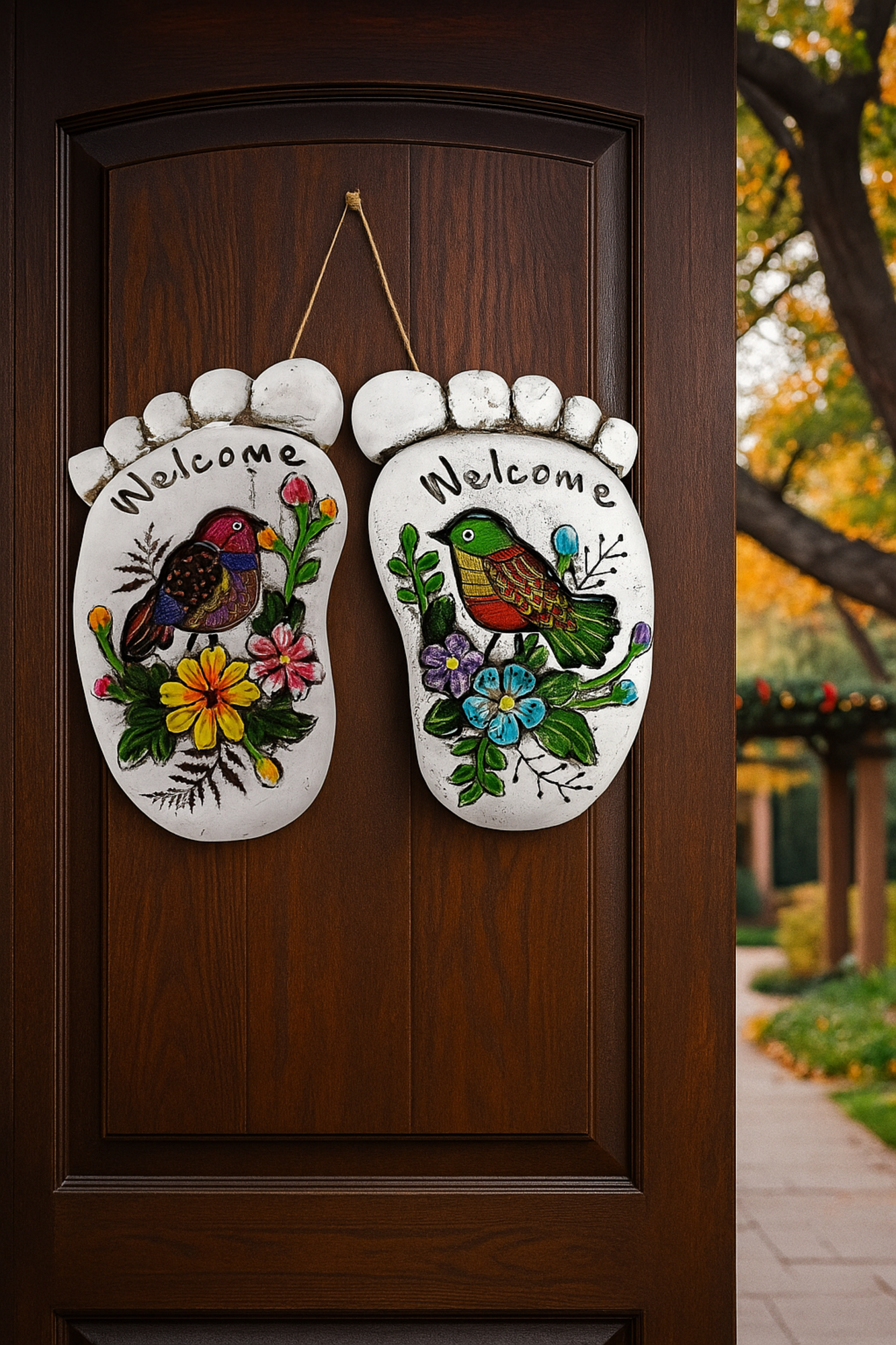 Colorful Welcome Foot Stepping Stones - A Warm Greeting for Your Garden