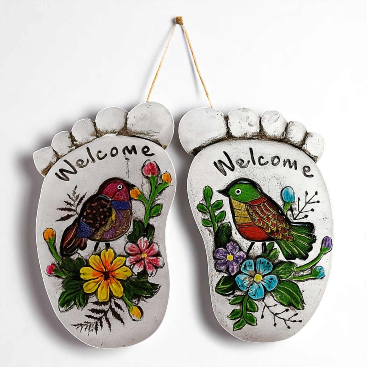 Colorful Welcome Foot Stepping Stones - A Warm Greeting for Your Garden