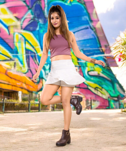 Elegant White Skater Skirt Trendy & Versatile Wear