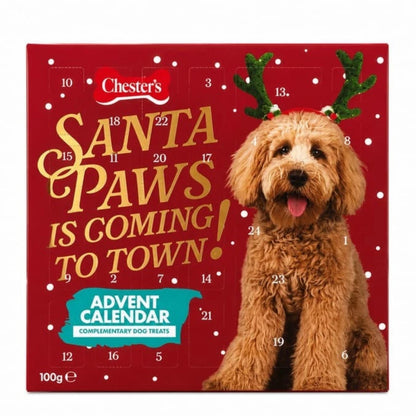 Chesters Christmas Dog Advent Calendar 100g – 24 Doors with 6 Festive Treat Varieties