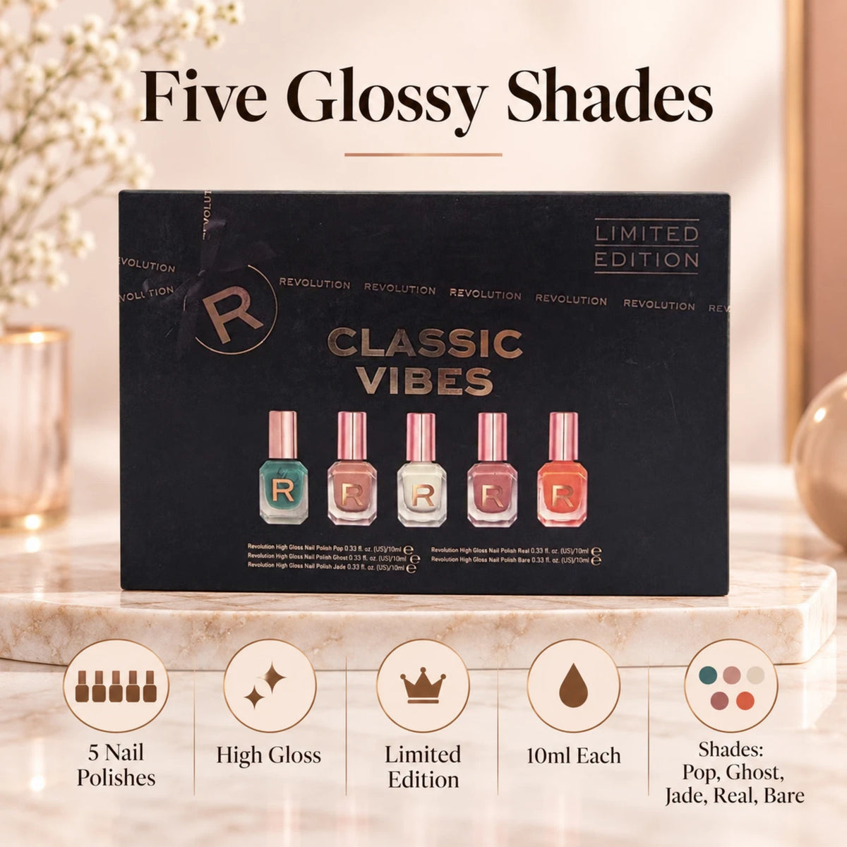 High Gloss Nail Polish Gift Set 5 × 10ml | Assorted Colours