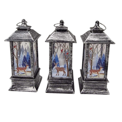 Christmas Decorative Light-Up Lantern Winter Scene Ornament 13cm