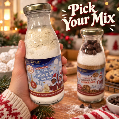 SantaVerse Christmas Cookie Mix Bottle | Chocolate Chip or North Pole Snowball