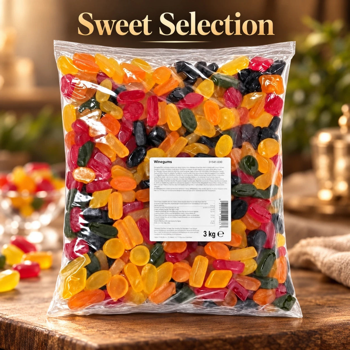 Assorted Wine Gums 3kg Bulk Bag Chewy Jelly Sweets Pick & Mix