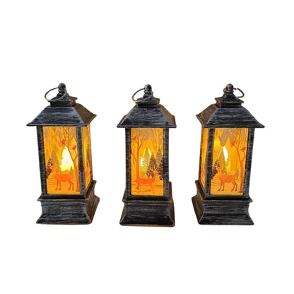 Christmas Decorative Light-Up Lantern Winter Scene Ornament 13cm