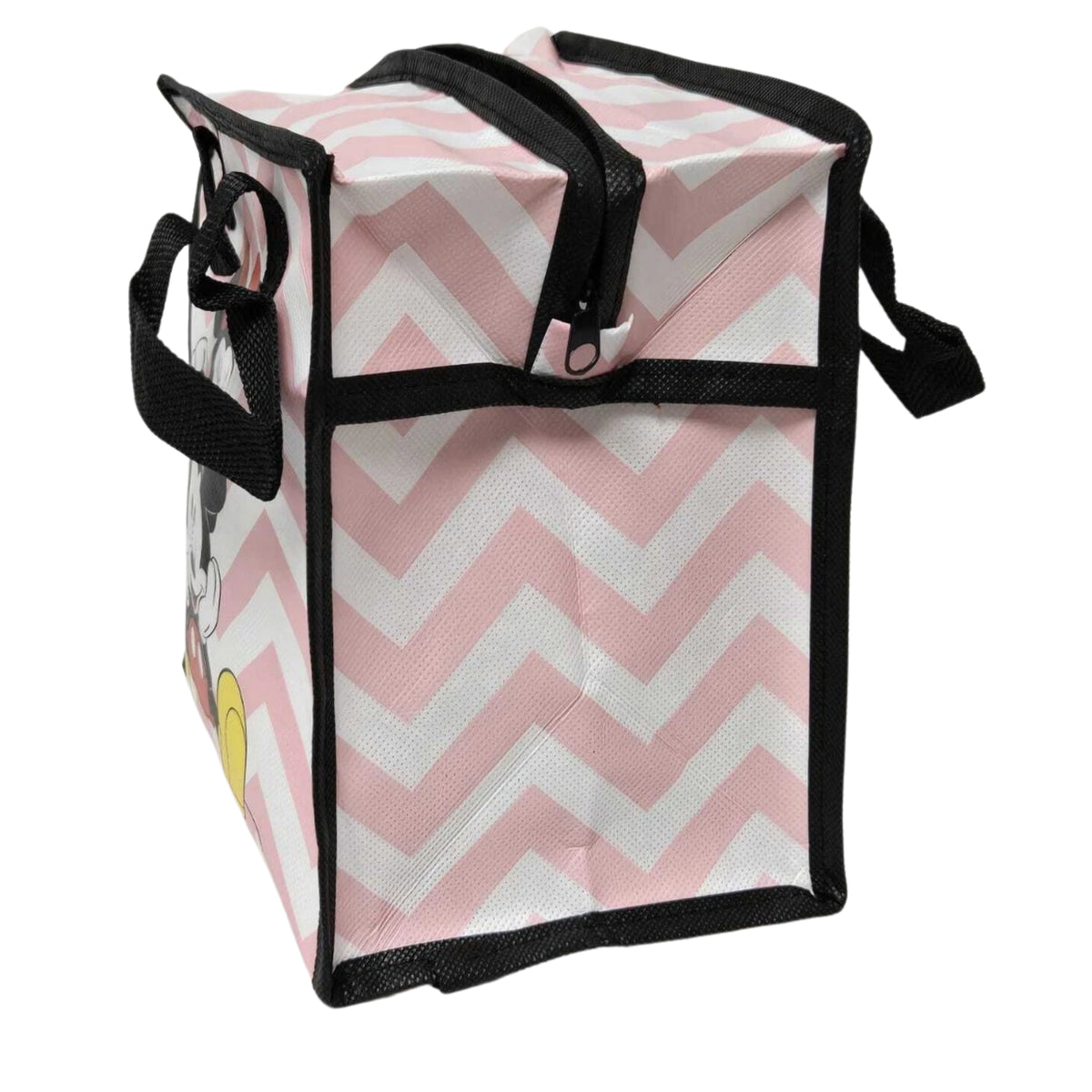 Mickey Mouse Pink Chevron Zip Shopping Bag Reusable Carry Bag 20 x 20 x 15cm