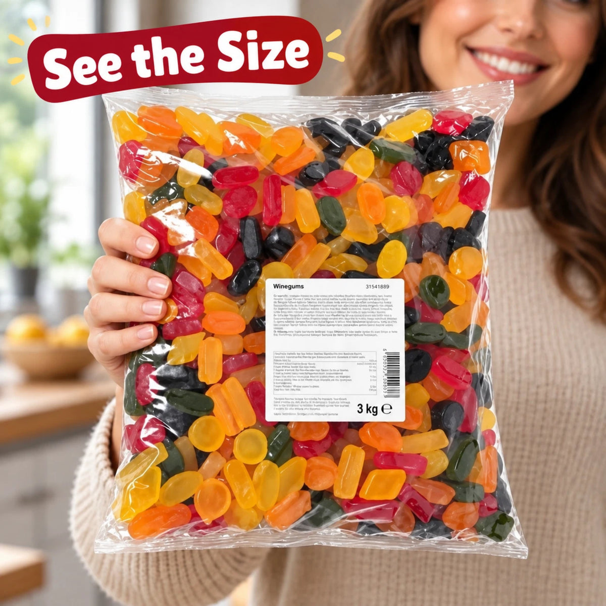 Assorted Wine Gums 3kg Bulk Bag Chewy Jelly Sweets Pick & Mix