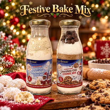 SantaVerse Christmas Cookie Mix Bottle | Chocolate Chip or North Pole Snowball