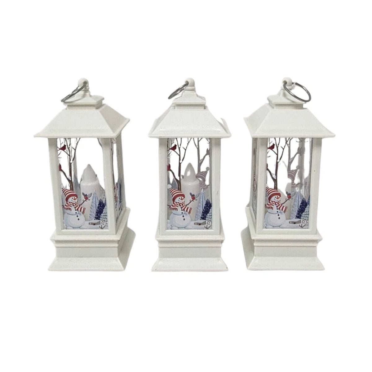 Christmas Decorative Light-Up Lantern Winter Scene Ornament 13cm