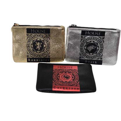 Game of Thrones Inspired House Zip Pouch Coin Purse with Sigil Charm