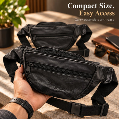 Black Waist Bum Bag Multi Pocket Travel Belt Pouch Adjustable Strap