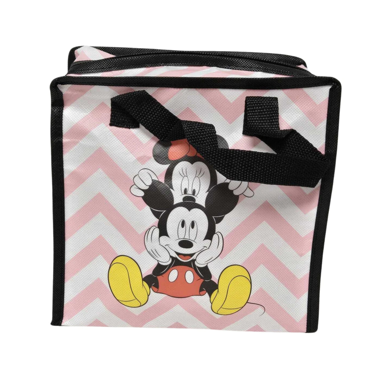 Mickey Mouse Pink Chevron Zip Shopping Bag Reusable Carry Bag 20 x 20 x 15cm
