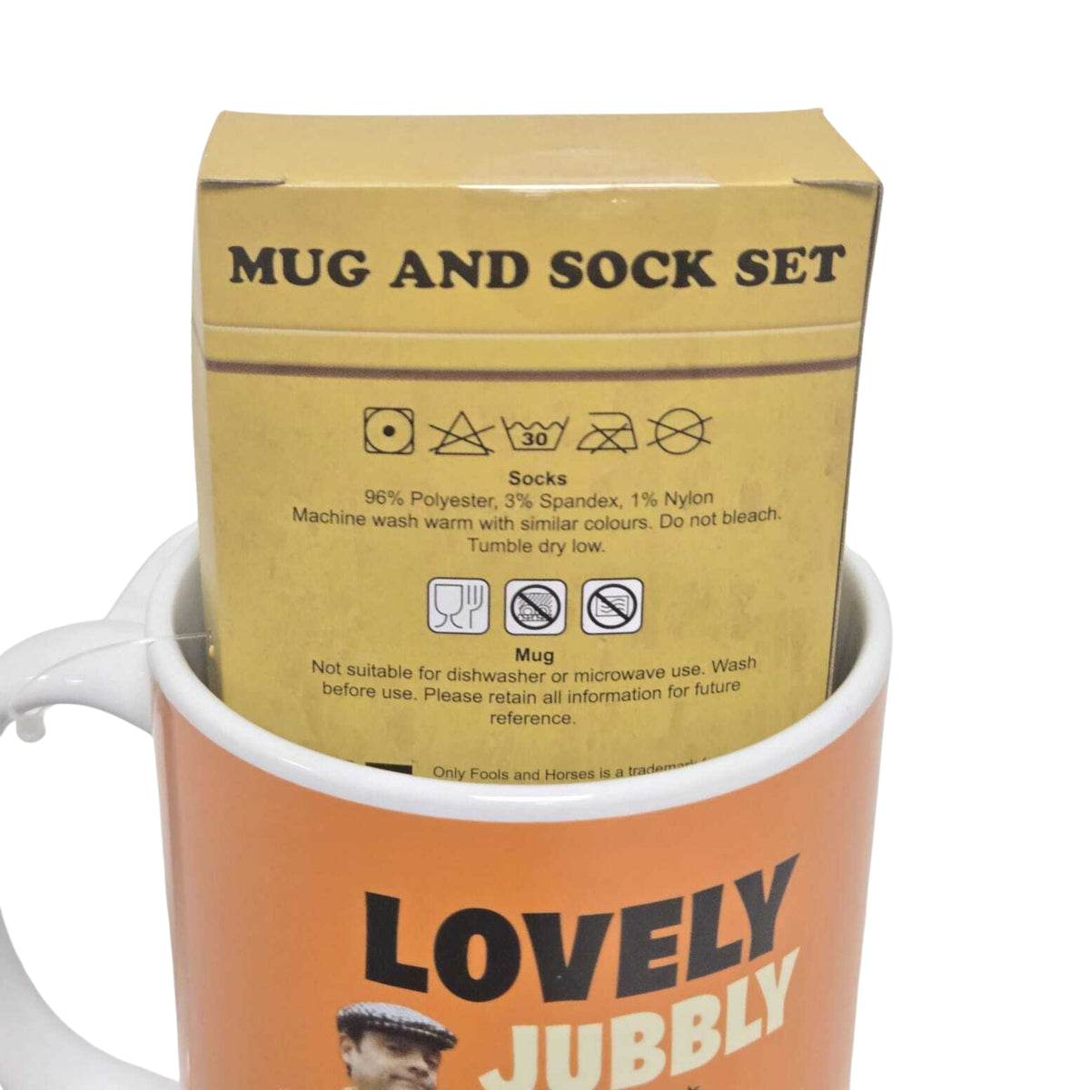 Novelty Mug & Socks Gift Set – White Printed Coffee Mug with Black Lettered Socks