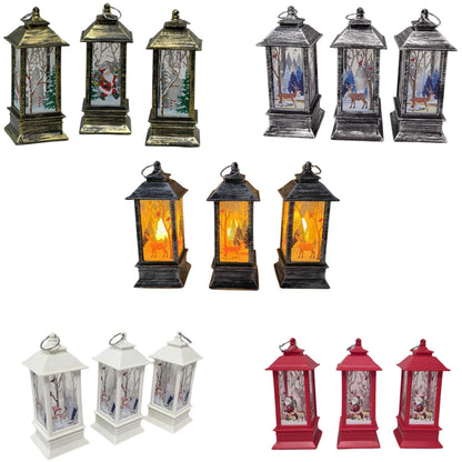 Christmas Decorative Light-Up Lantern Winter Scene Ornament 13cm