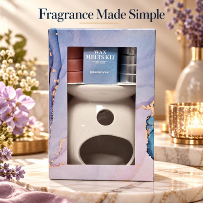 Paradise Scent Wax Melt Gift Set with Burner 4 Tealights & 4 Wax Melts