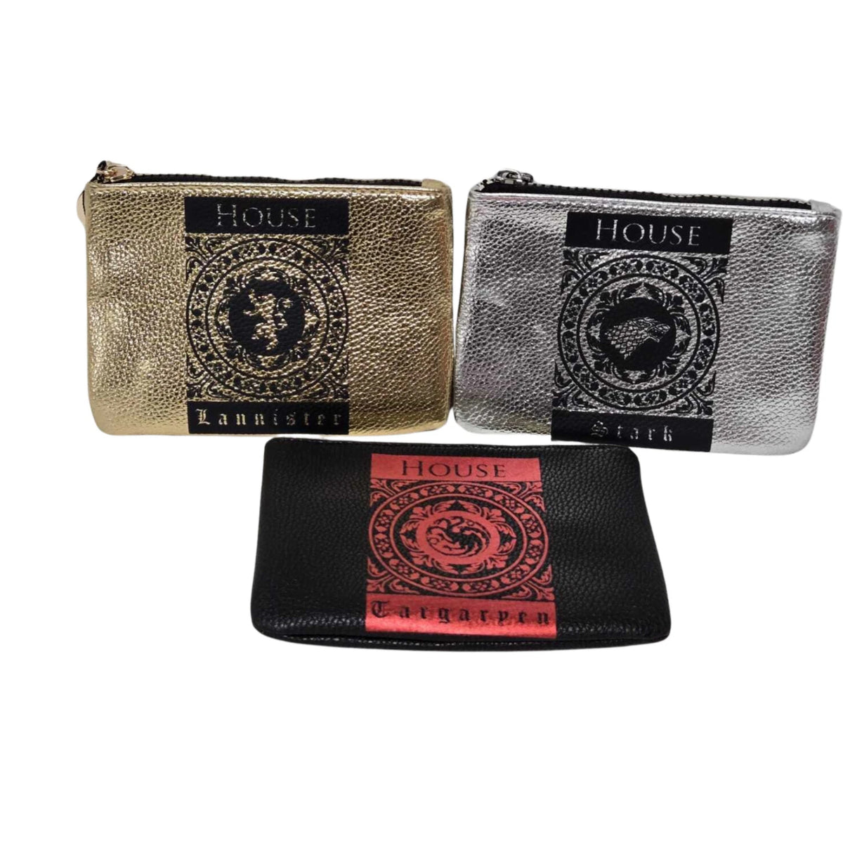 Game of Thrones Inspired House Zip Pouch Coin Purse with Sigil Charm