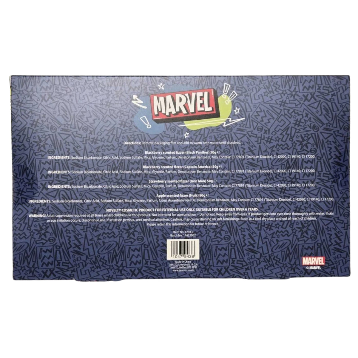 Superhero Bath Fizzers Gift Set 4 x 50g Blackberry Strawberry Apple