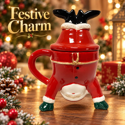 Christmas Santa Ceramic Mug with Removable Lid | Festive Novelty Cup