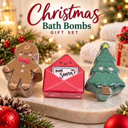 Christmas Bath Bomb Gift Set 3 × 150g | Gingerbread Tree & Santa Letter