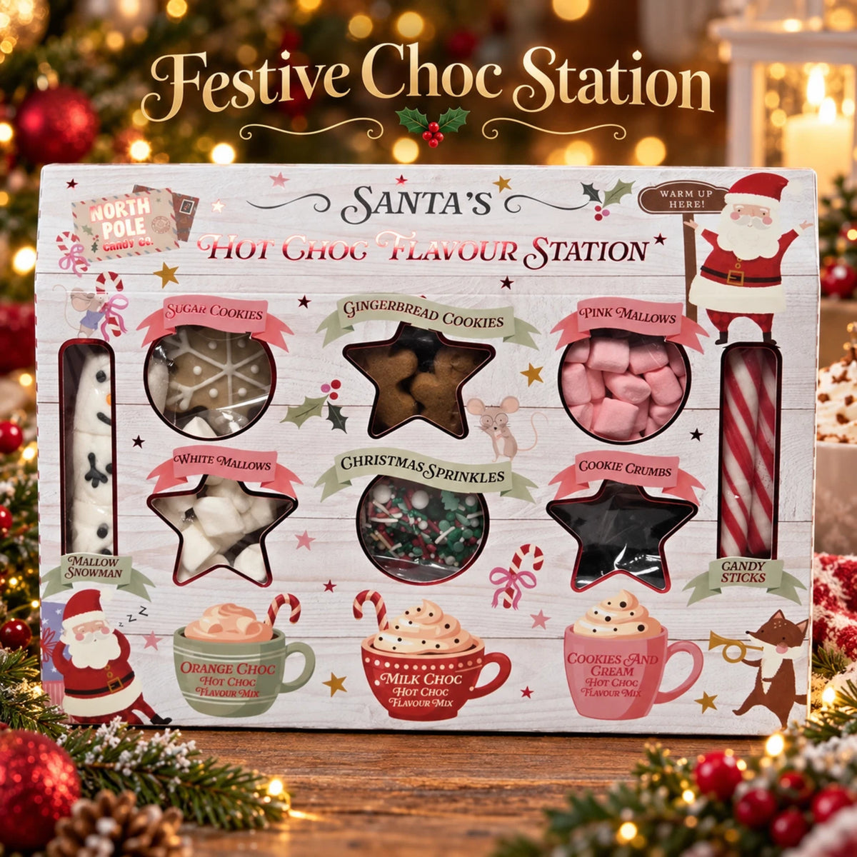 Santa’s Hot Choc Flavour Station Gift Set 192g | Drinks & Sweet Toppings