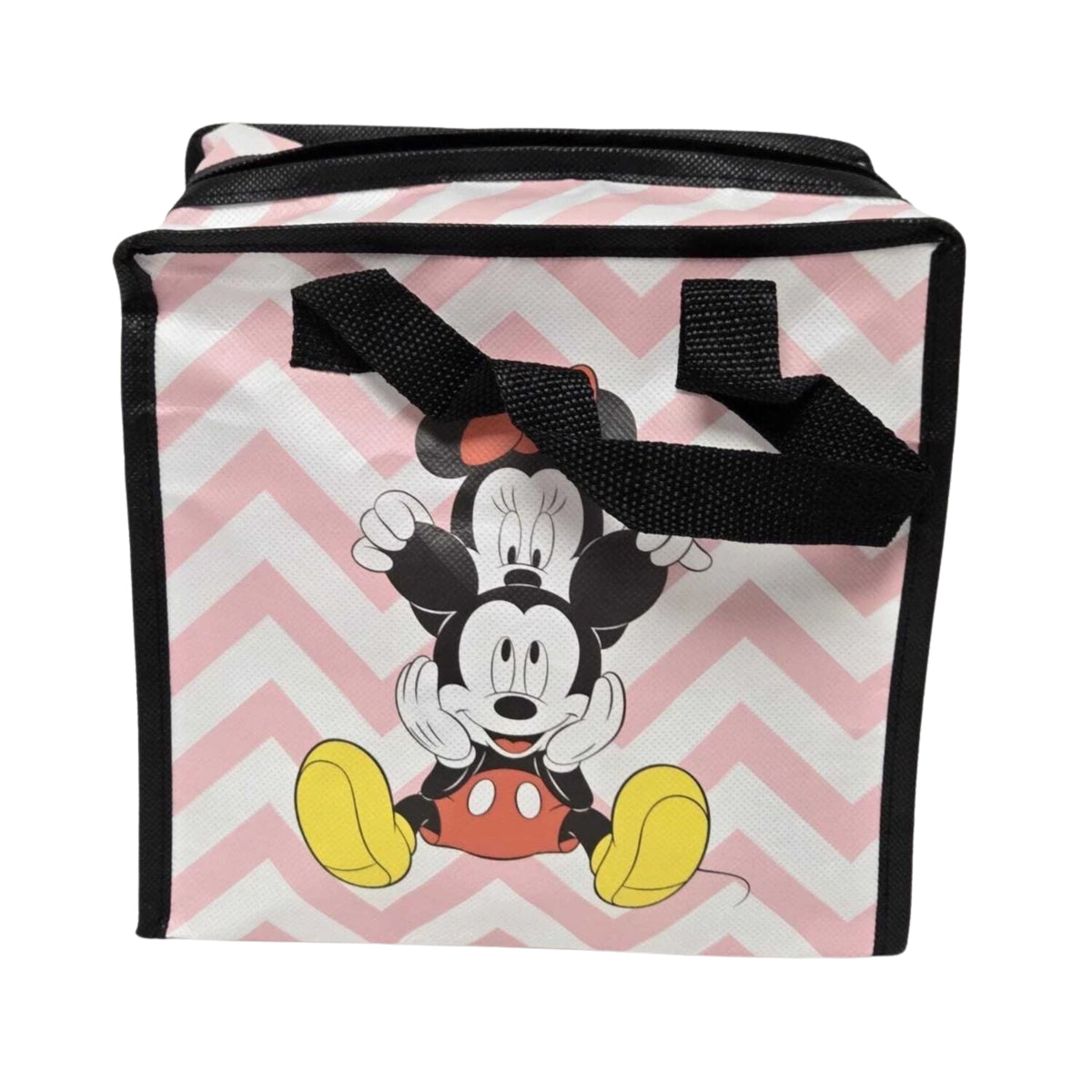 Mickey Mouse Pink Chevron Zip Shopping Bag Reusable Carry Bag 20 x 20 x 15cm