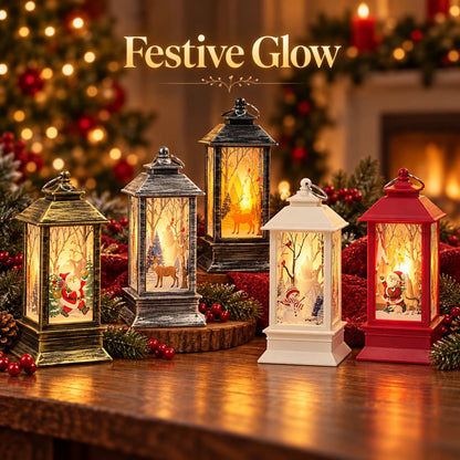 Christmas Decorative Light-Up Lantern Winter Scene Ornament 13cm
