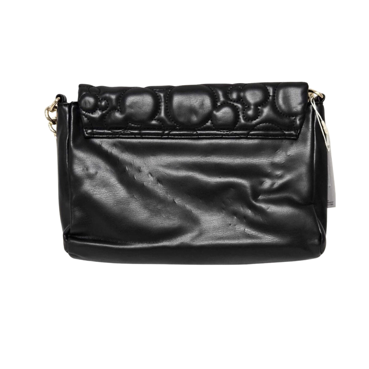 Black Quilted Mouse Head Shoulder Bag with Gold Chain & Crossbody Strap