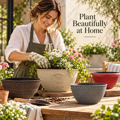 Decorative Garden Planter Bowls | 4 Designs | Single or Twin Pack