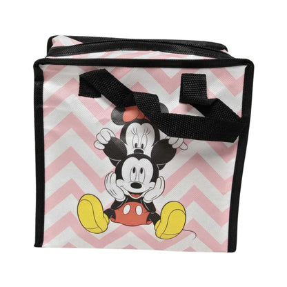Mickey Mouse Pink Chevron Zip Shopping Bag Reusable Carry Bag 20 x 20 x 15cm