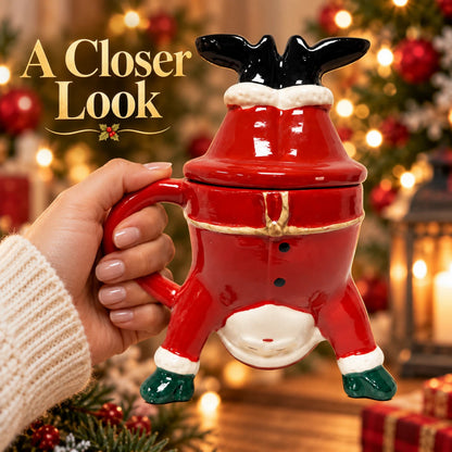 Christmas Santa Ceramic Mug with Removable Lid | Festive Novelty Cup