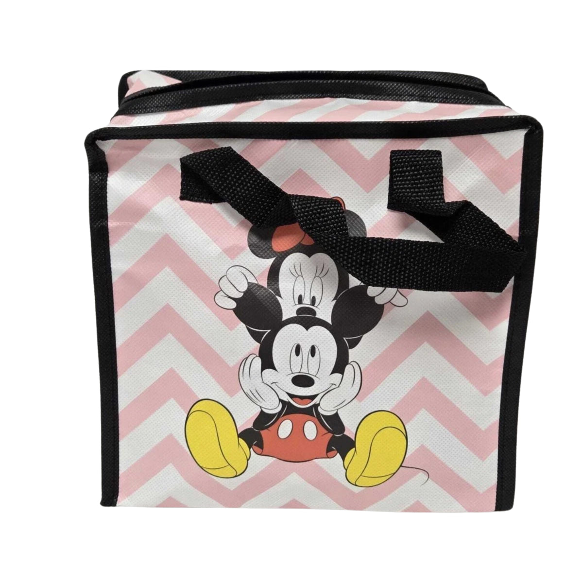 Mickey Mouse Pink Chevron Zip Shopping Bag Reusable Carry Bag 20 x 20 x 15cm