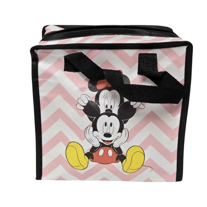 Mickey Mouse Pink Chevron Zip Shopping Bag Reusable Carry Bag 20 x 20 x 15cm