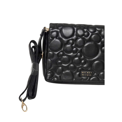 Black Quilted Mouse Head Shoulder Bag with Gold Chain & Crossbody Strap