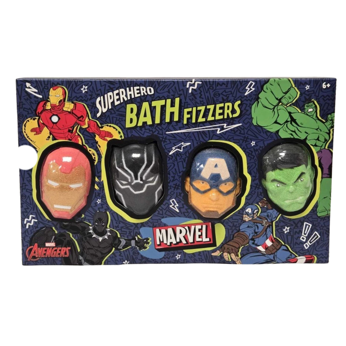 Superhero Bath Fizzers Gift Set 4 x 50g Blackberry Strawberry Apple