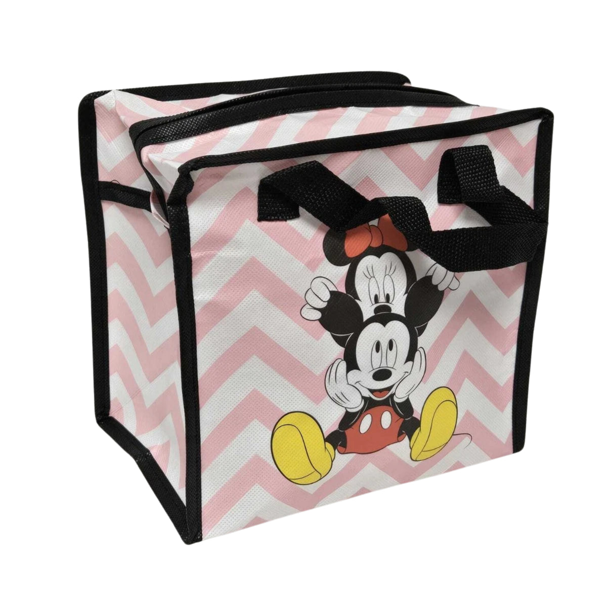 Mickey Mouse Pink Chevron Zip Shopping Bag Reusable Carry Bag 20 x 20 x 15cm
