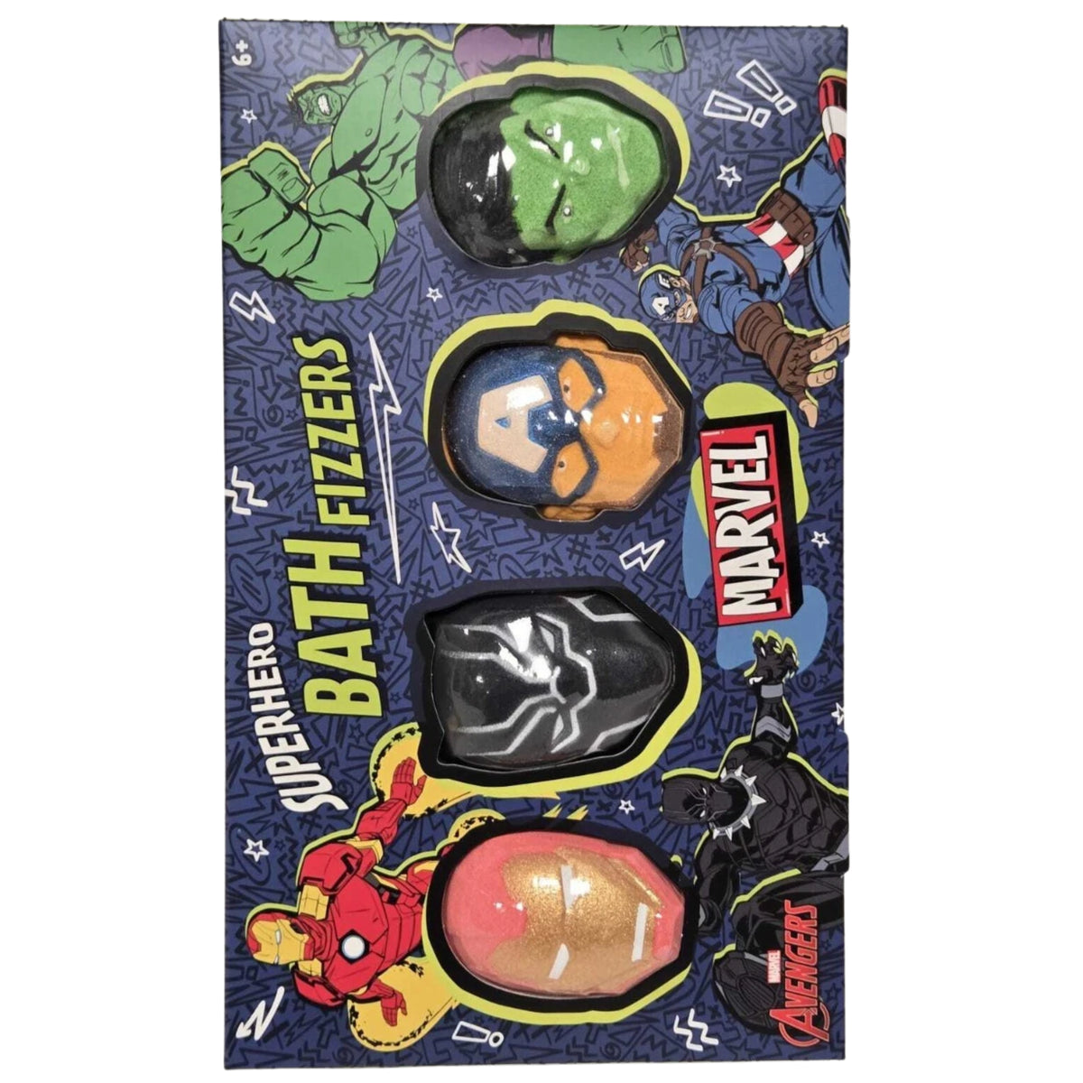 Superhero Bath Fizzers Gift Set 4 x 50g Blackberry Strawberry Apple